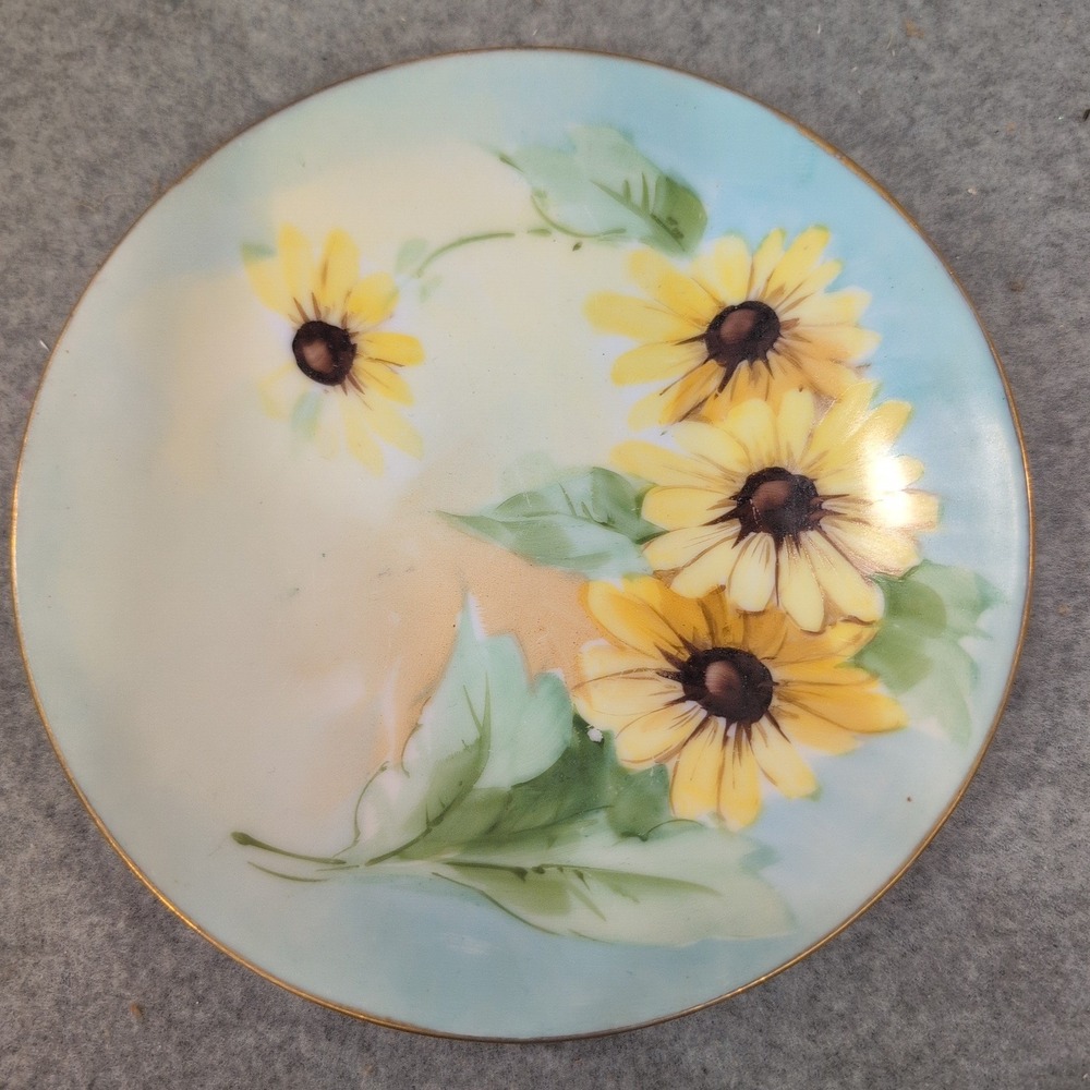 Favorite Bavaria Hand Painted Yellow Floral Porcelain Plate Artist Signed Wanda